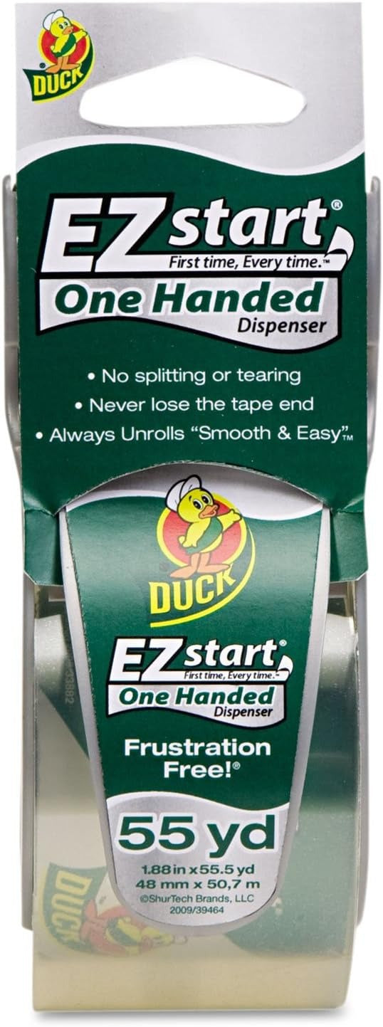 DUCK Duck DUC1259457 E-Z Start Premium Packaging Tape with Dispenser 1.88-Inch x 55.5 Yds (Pack of 1)