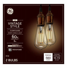 GE G E Lighting 36566 ST19 Led Filament Bulb 6W 2 Pack