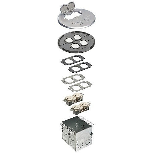 ARLINGTON Arlington Industries FLB6240NL Round Nickel Floor Box 2 Gang