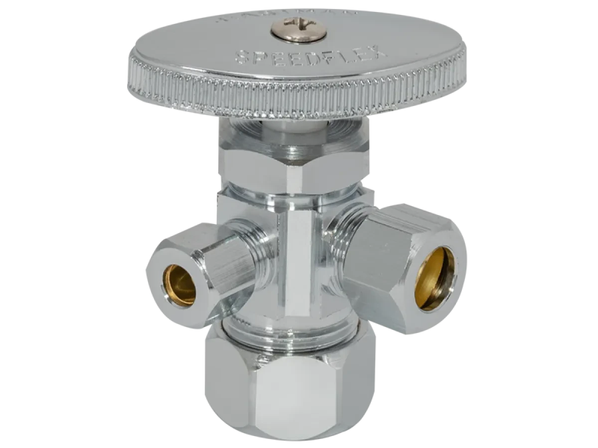 EASTMAN Eastman 04351LF SpeedFlex Multi-Turn Dual-Outlet Stop Valve (3/8 in x 1/4 in x 5/8 in)