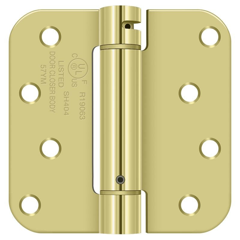 DELTANA Deltana DSH4R53 Spring Hinge 4x4 5/8 Radius Bright Brass