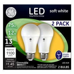 GE G E Lighting 93127324 Led A19 12W Soft White Bulb 2 Pack