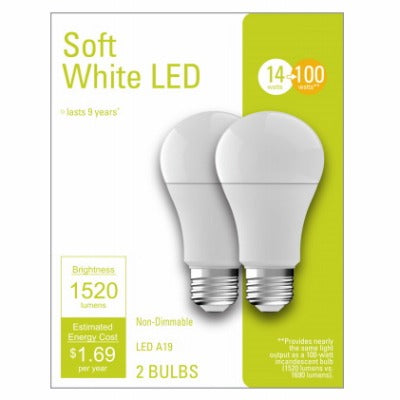 GE G E Lighting 32593 Led A19 Bulb 14W Soft White 2-pack