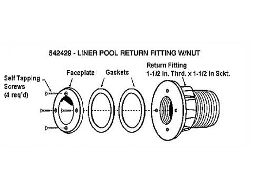 PENTAIR Pentair 542429 Wall Fitting Concrete Vinyl Liner Pool White 1.5 inch FPT x 1.5 inch SKT