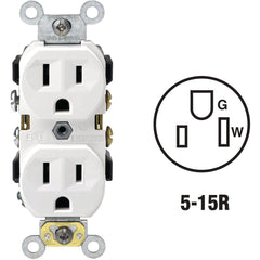 LEVITON Leviton S02-0CR15-0WS Commercial Grade 5-15R Duplex Outlet 15A (Each)