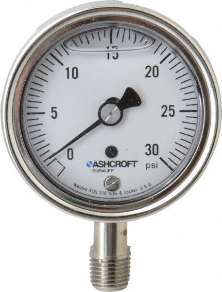 ASHCROFT Ashcroft 94474 Pressure Gauge 0-30 Psi 2.5in Dial Lower Npt