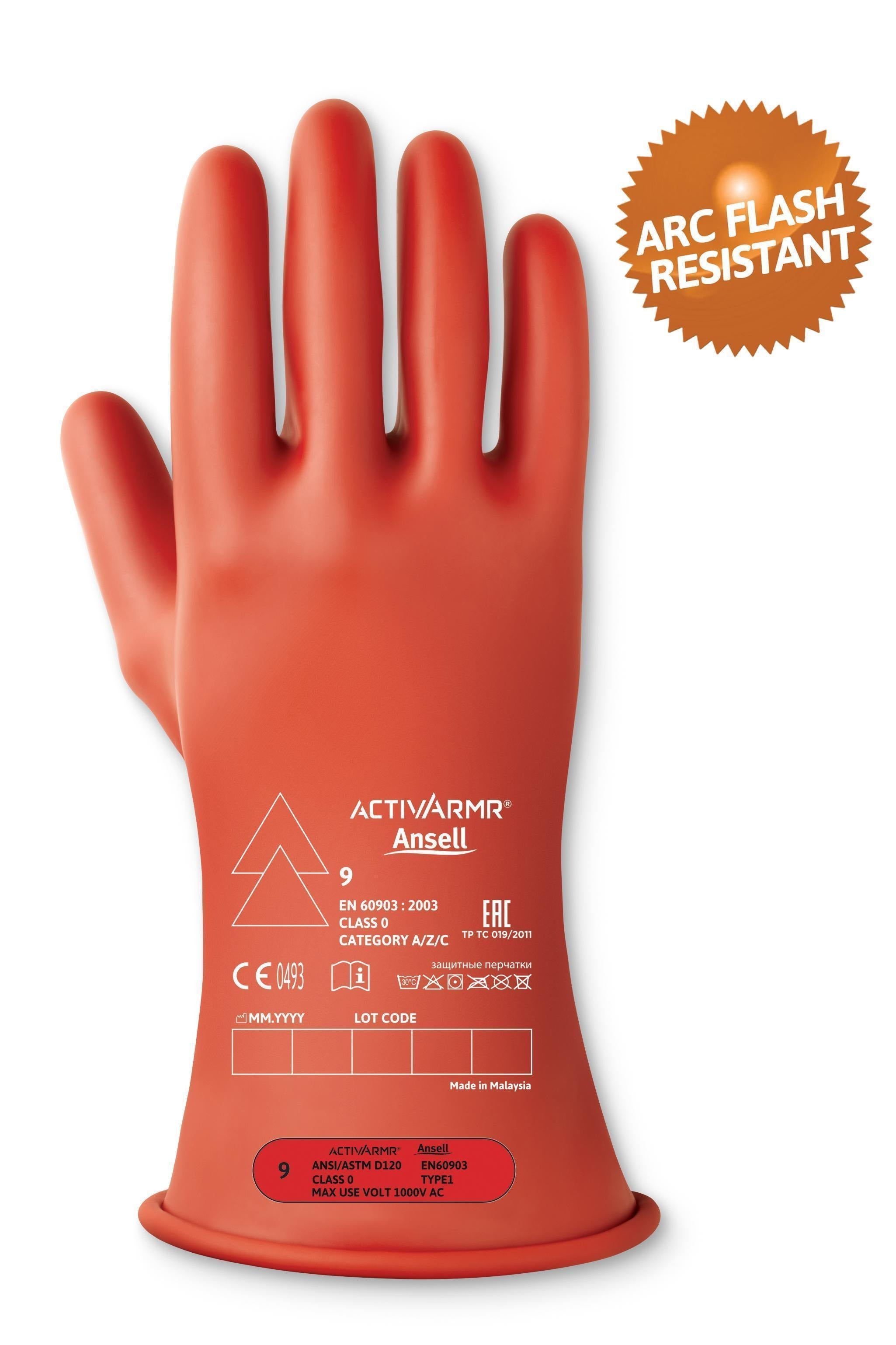 ANSELL Ansell rig011r095 Electrical Insulating Glove Class 0 1000V