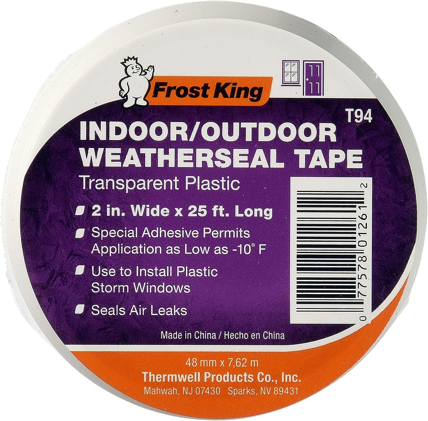 FROST KING Frost King T94H Plastic Weather-Seal Tape 2-Inch x 25-Feet