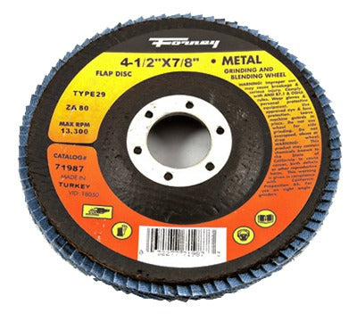 FORNEY Forney 71987 Flap Disc 4.5 in 80 Grit Type 29 Zirconia 10 Pack