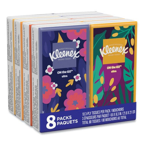 KIMBERLY-CLARK Kimberly-Clark KCC46651CT Kleenex On the Go Packs Facial Tissues 10 Sheets/Pouch 8 Pouches/Pack 12 Packs/Carton 46651CT
