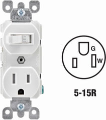 LEVITON Leviton Mfg Co R62-T5225-0WS Switch Outlet Combo 15A