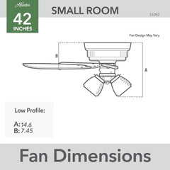 HUNTER Hunter 51090 Builder Low-Profile Ceiling Fan LED (42-Inch) 51090