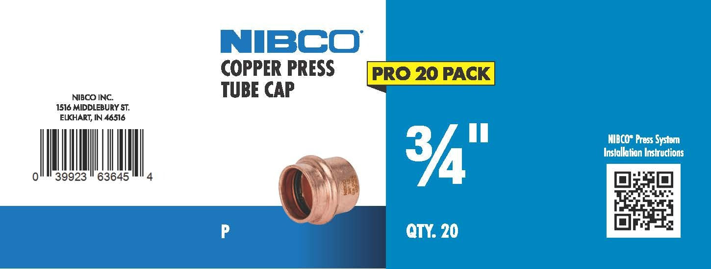NIBCO Nibco PRESCAP34-JAR Copper Press Tube Cap 3/4 in 20 Pack