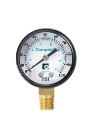 CAMPBELL Campbell pg1t-nl Brass Pressure Gauge 100 Psi Lead-free