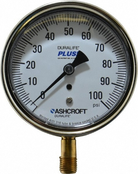 ASHCROFT Ashcroft 94599XLL Pressure Gauge 0-100 Psi 3.5in Lower Mount