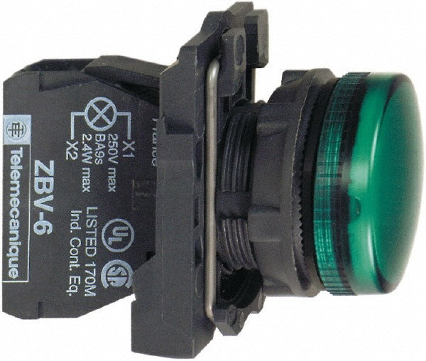 SCHNEIDER ELECTRIC Schneider Electric XB5AV63 Led Pilot Light 250V Green 30mm