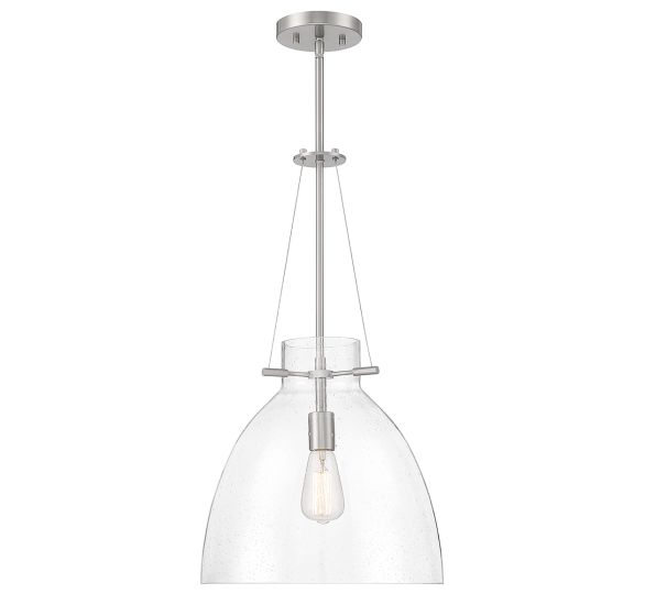 SAVOY HOUSE Savoy House 7-7006-1-SN Foster Modern Clear Seeded Glass Pendant 60 Watt 1-Light