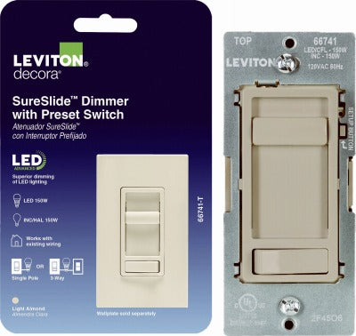 LEVITON Leviton R08-66741-00T Sureslide Dimmer 150W 3 Pack