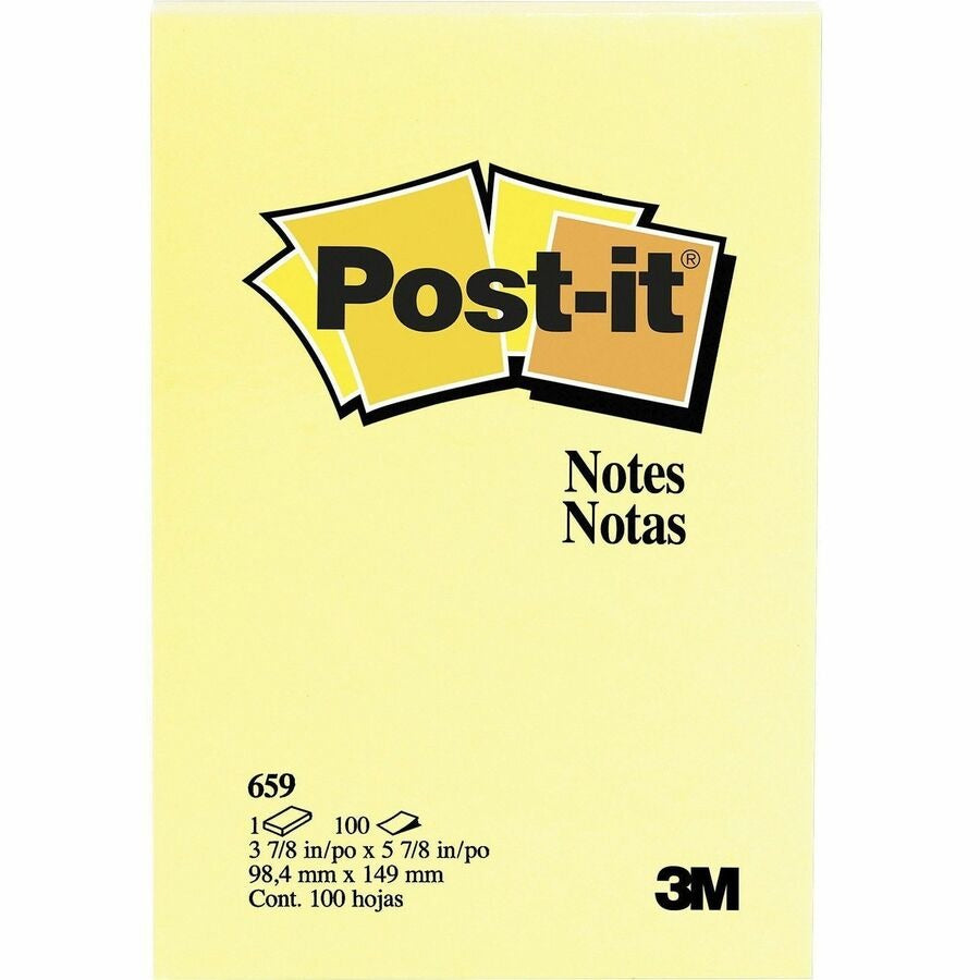 3M 3M MMM659YW Post-it Notes Original Notepads 4 x 6 12 Pack