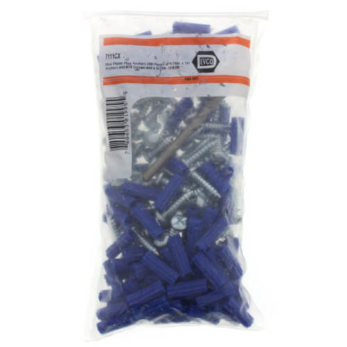 DIVERSITECH Diversitech 7111CX Blue Plug Anchor Kit #14 x 1 W/5/16 Drill Bit