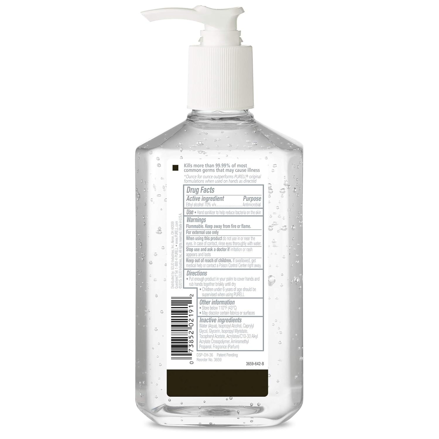 PURELL Purell 3659-12 Advanced Hand Sanitizer Gel Pump Bottle 12 Fl Oz Pack of 12