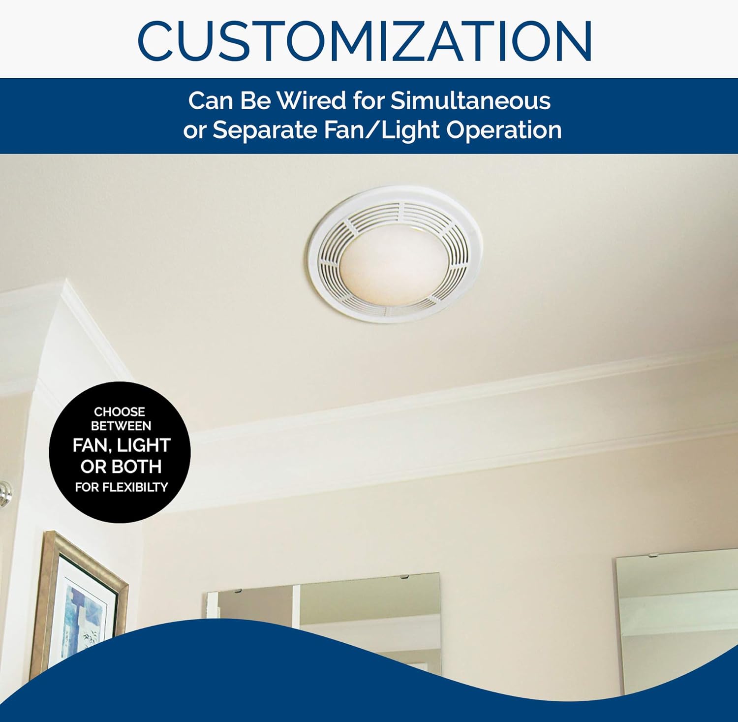 BROAN-NUTONE Broan-NuTone 8664RP Exhaust Fan and 100-Watt Incandescent Light with Glass Lens 100-Watts 100 CFM White