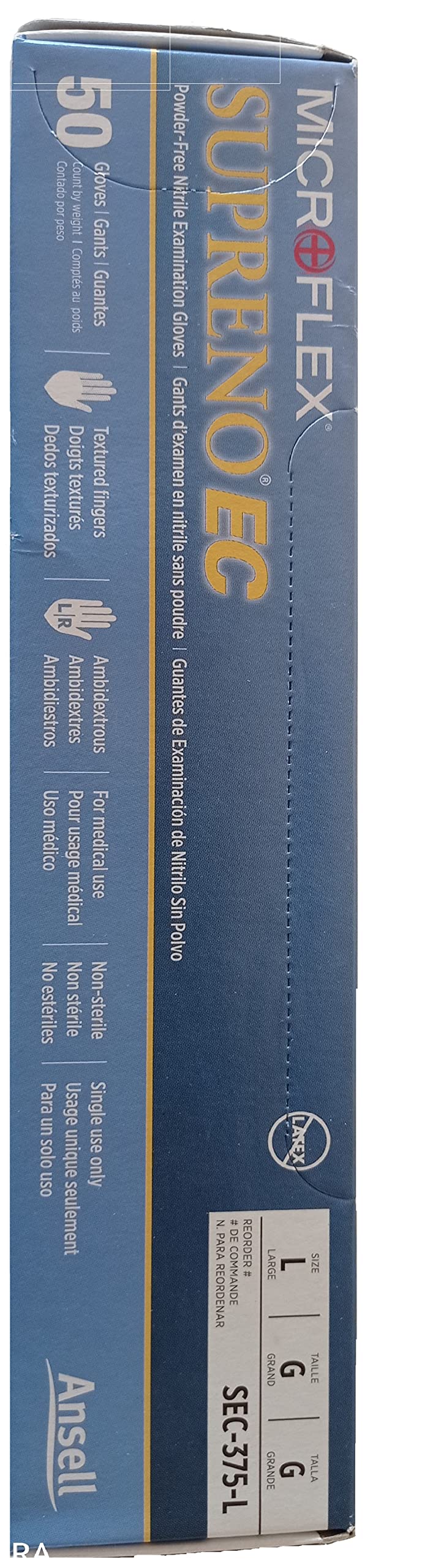 MICROFLEX Microflex SEC-375-L Disposable Gloves Nitrile L Blue PK50