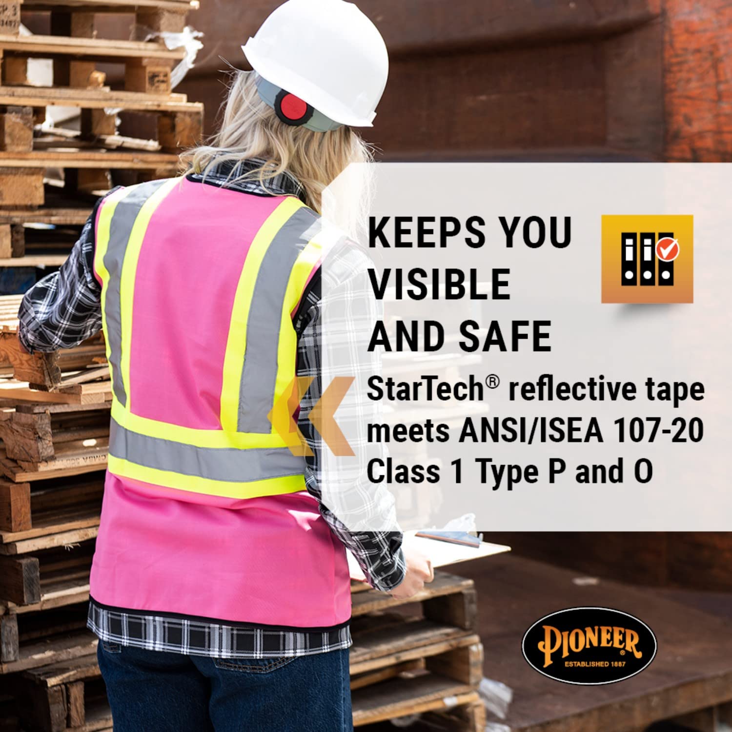 PIONEER Pioneer V1021840U-XL Safety Vest for Women Hi-Vis Reflective Tape Multiple Colors