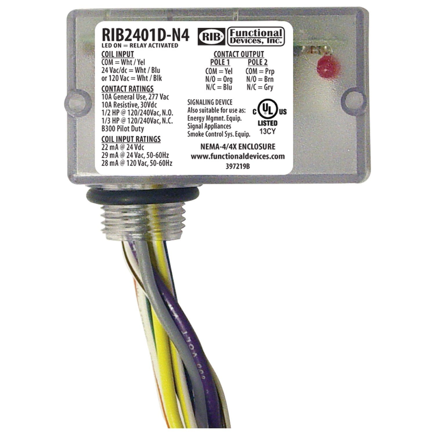 FUNCTIONAL DEVICES RIB2401D-N4 DPDT RELAYS