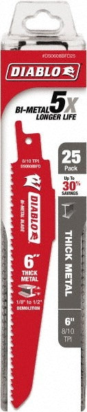 DIABLO Diablo DS0608BFD25 Bi-metal Recip Saw Blade 6 in 25 Pack