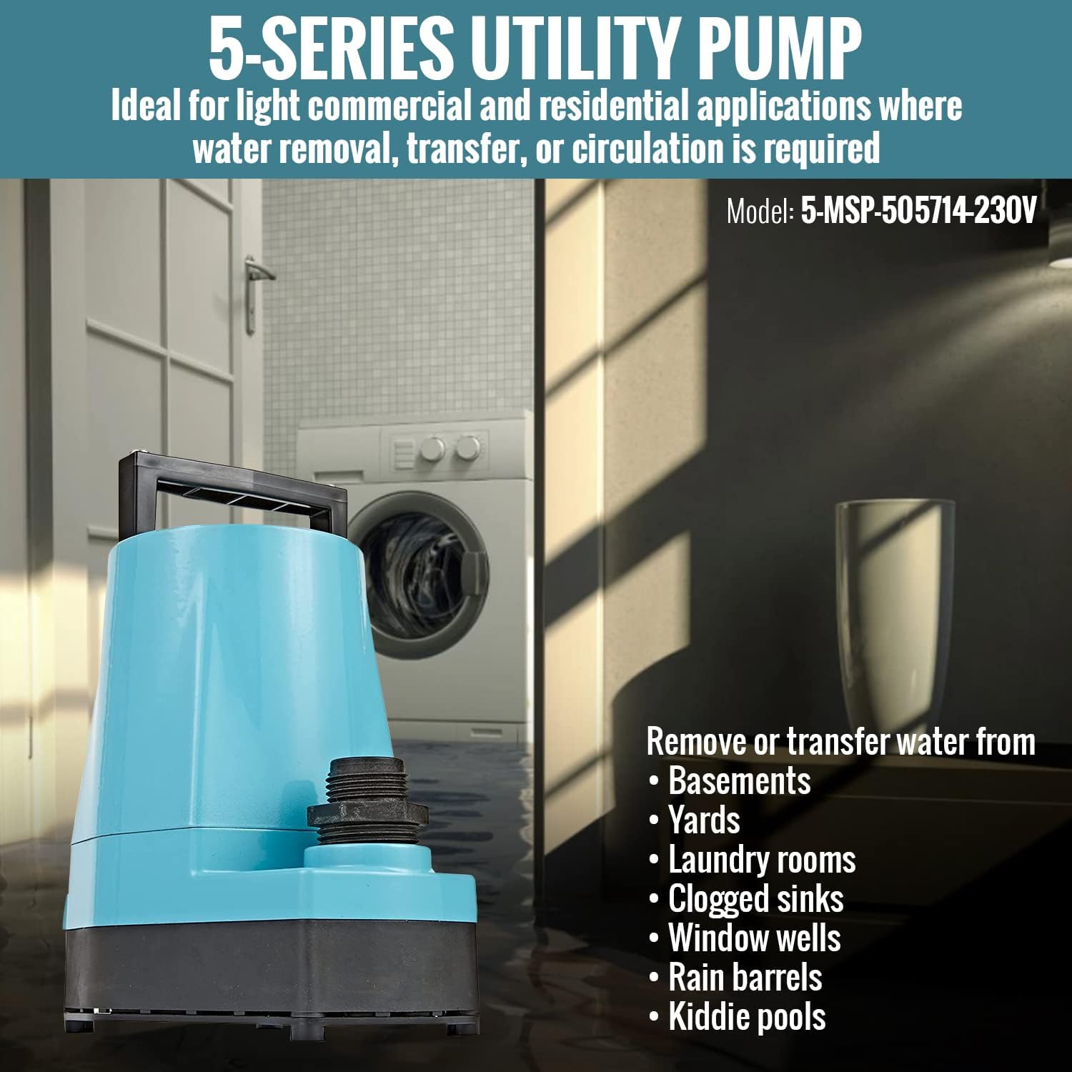 LITTLE GIANT Little Giant 505714 230V 1/6 HP 25 GPM Manual Utility Submersible Pump