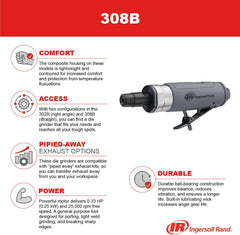 Ingersoll Rand 308B Air Straight Die Grinder 25,000 RPM 0.33 HP 1/4-inch