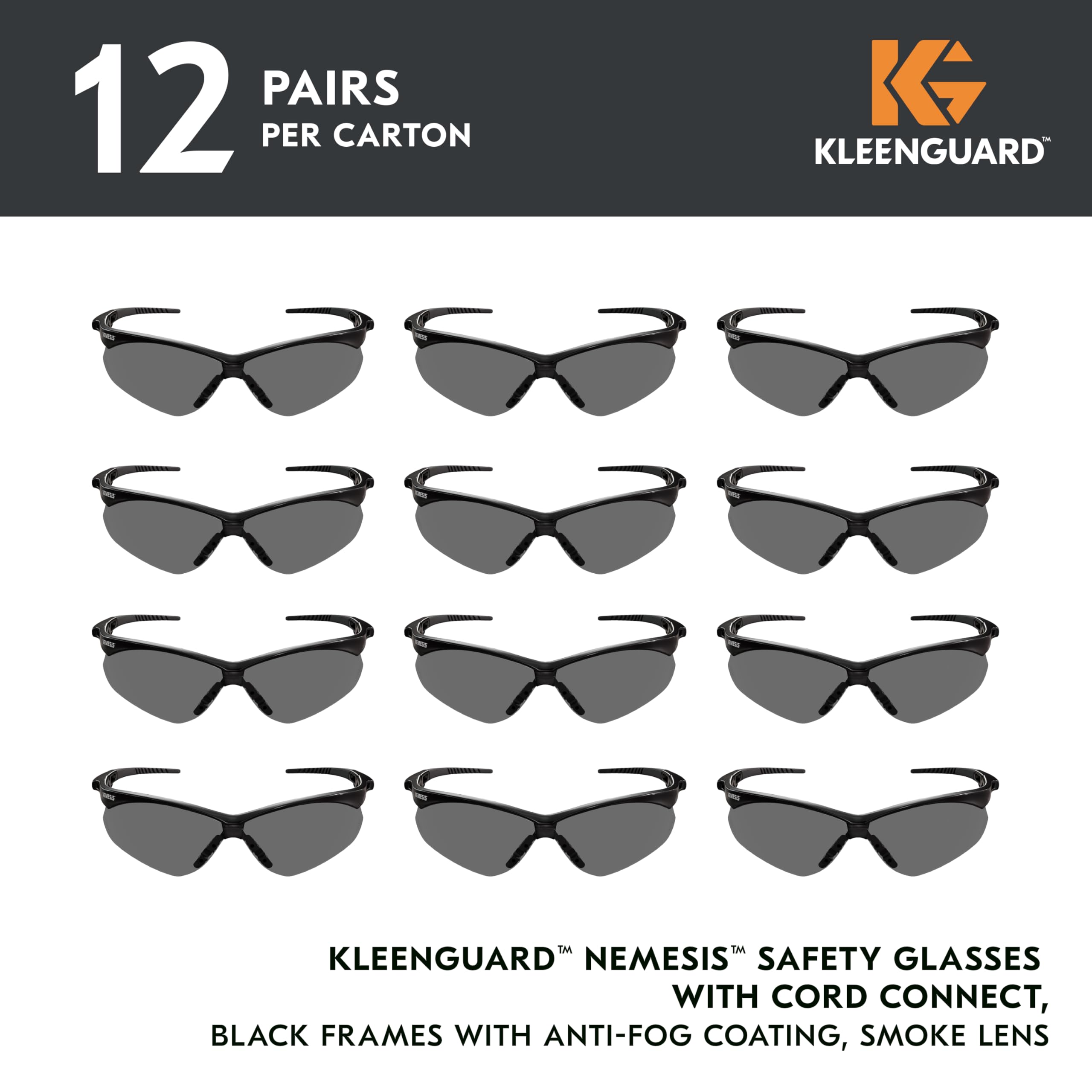 KLEENGUARD KleenGuard 55391 V30 Nemesis Safety Glasses with Cord Connect Smoke Lenses