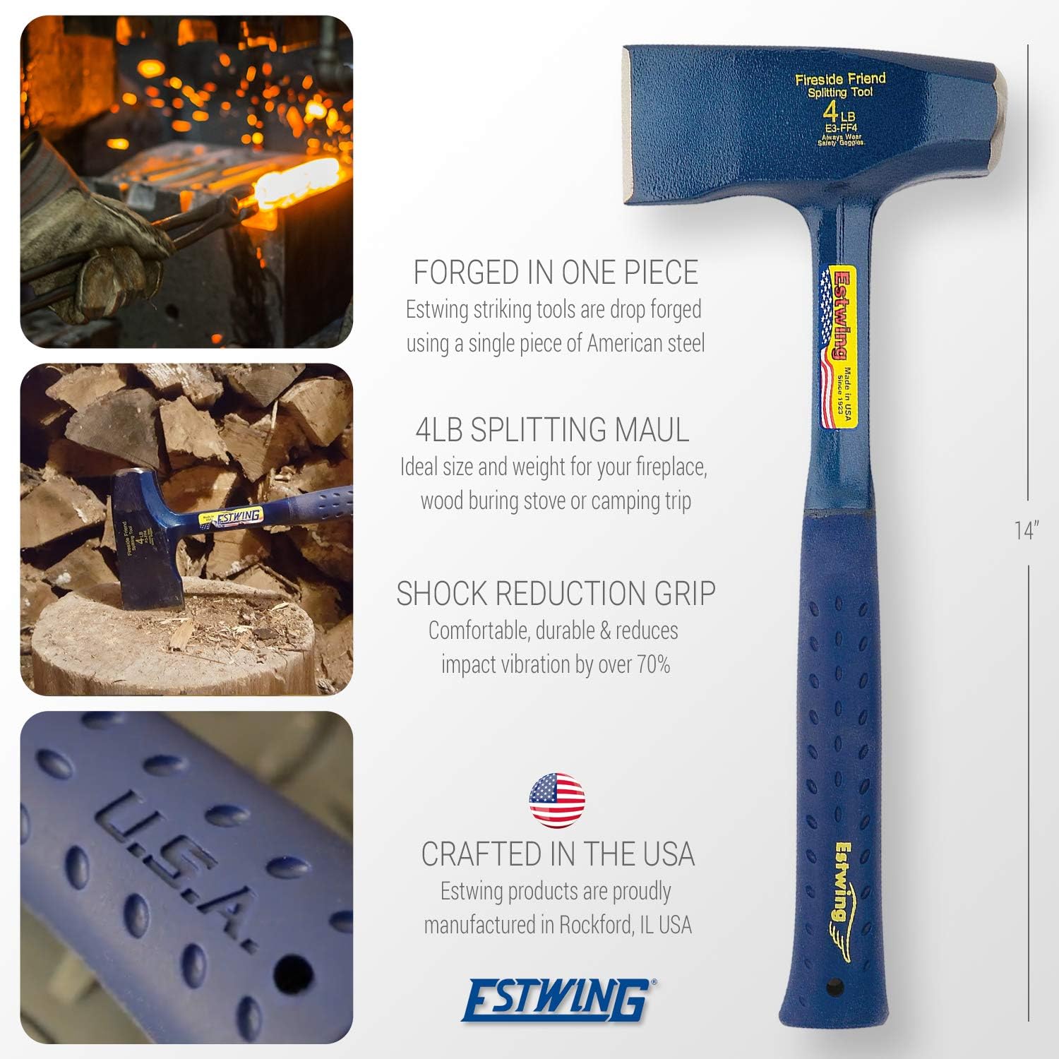 ESTWING Estwing E3-FF4 Fireside Friend Axe 14 Inch Wood Splitting Maul