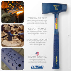 Estwing E3-FF4 Fireside Friend Axe 14 Inch Wood Splitting Maul