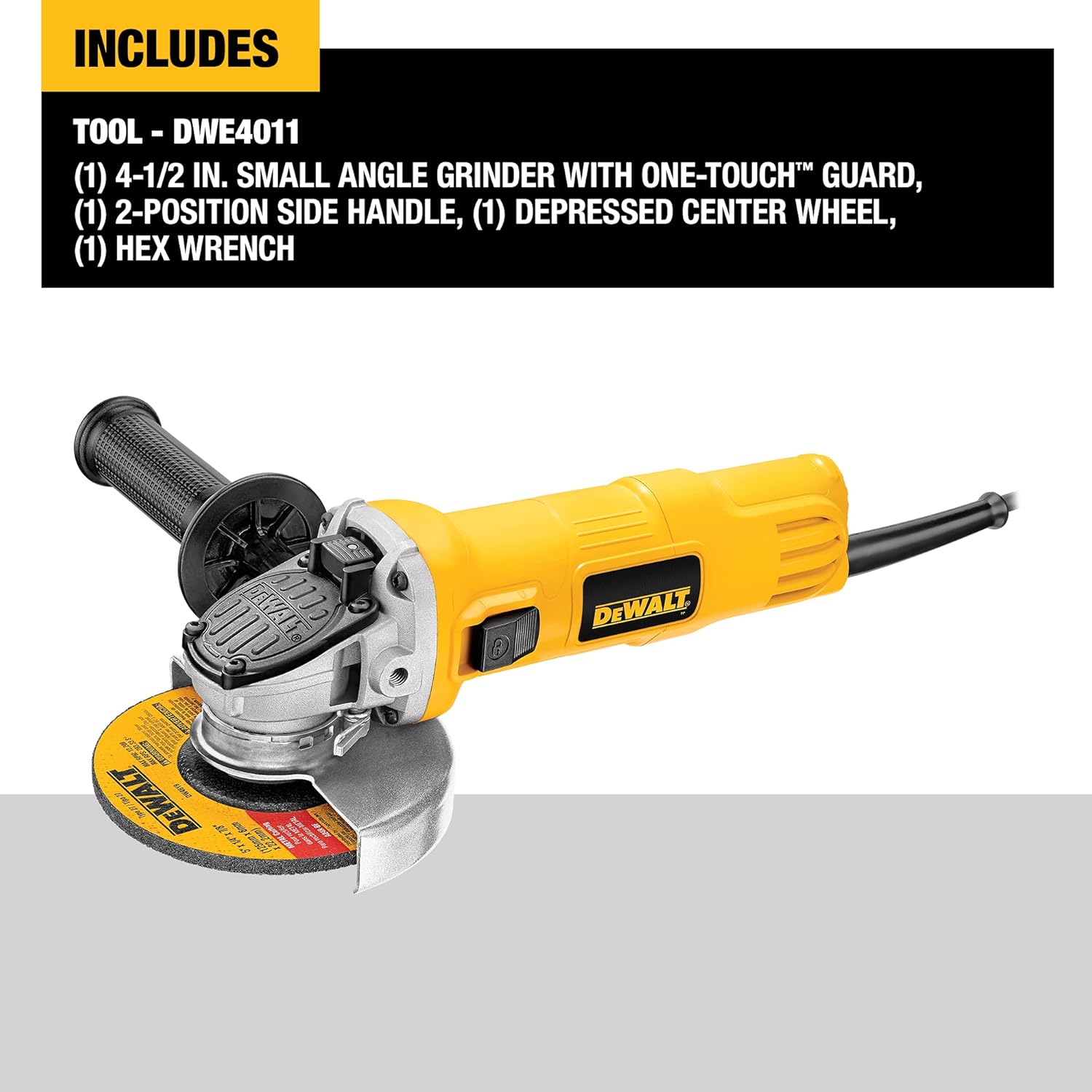 DEWALT DEWALT DWE4011 Angle Grinder One-Touch Guard 4-1/2 Inches