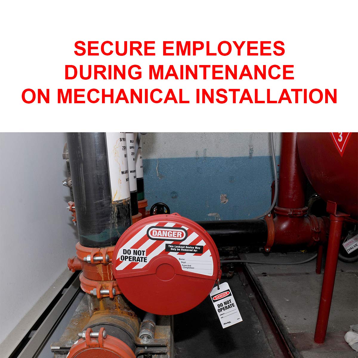 MASTER LOCK Master Lock 483 Lockout Tagout Rotating Gate Valve Lockout Red
