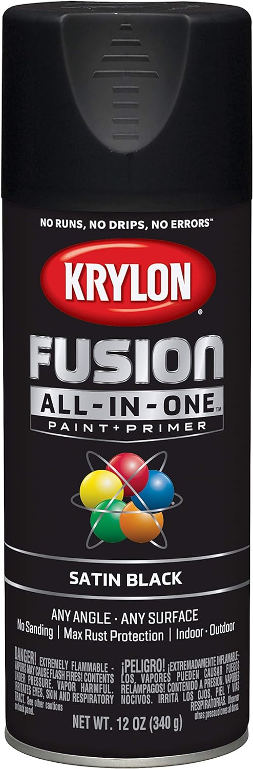 KRYLON Krylon K02732007 Fusion All-In-One Spray Paint Satin Black 12 Ounce