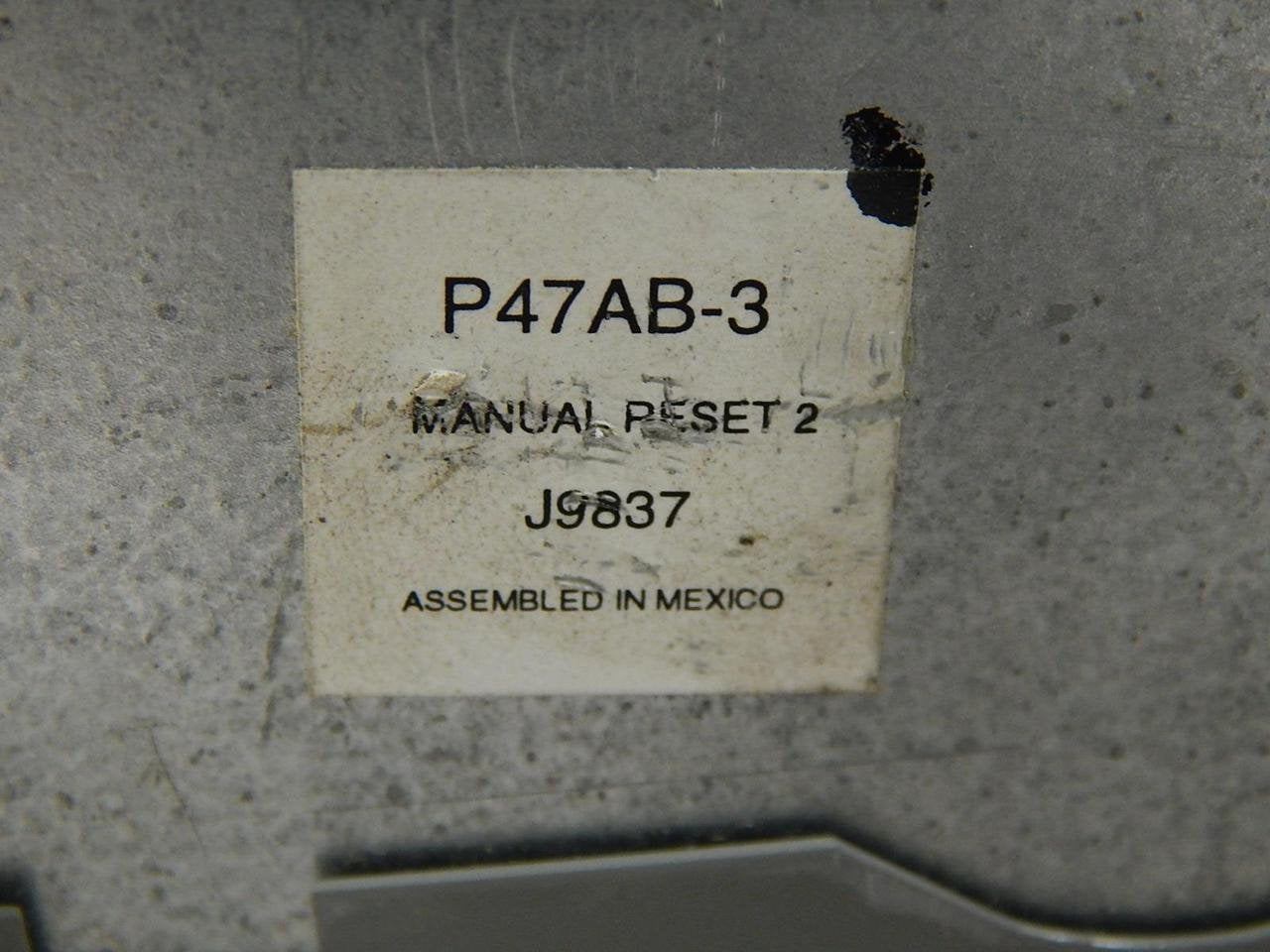 JOHNSON CONTROLS Johnson Controls P47AB-3 Pressure Control T86910