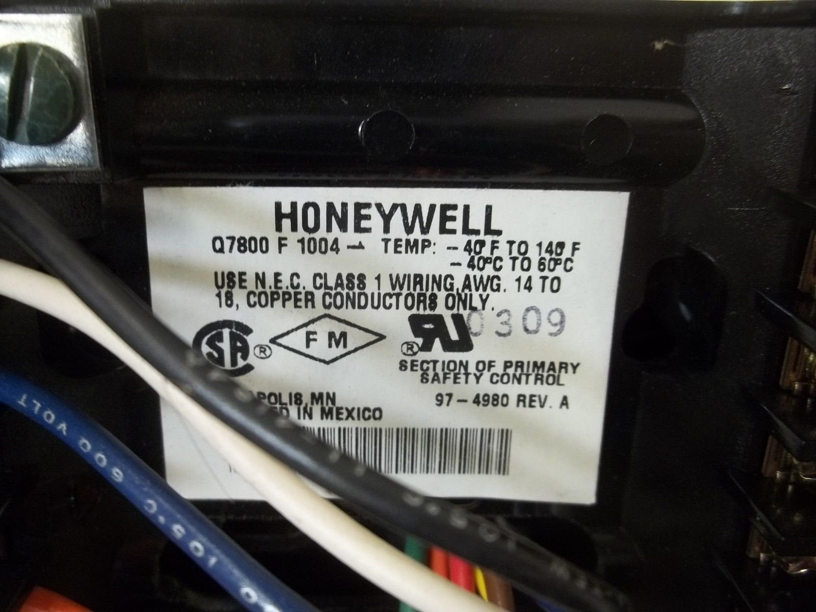 HONEYWELL Honeywell Q7800F1004 Adapter Subbase Burner or Wall Mount for RA890