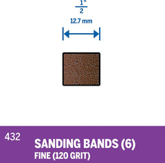Dremel 432 Sanding Bands 120 Grit 1/2 Inch 6 Pack