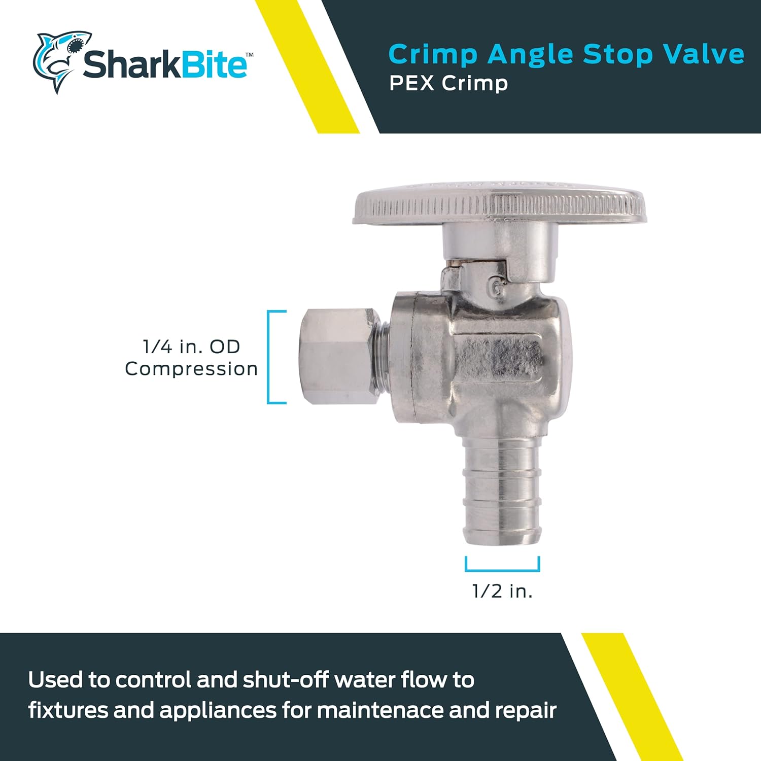 SHARKBITE SharkBite 23056LF 1/2 x 1/4 Inch OD Compression Crimp Angle Stop Valve