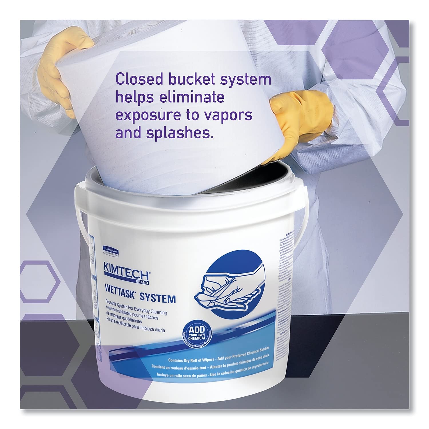KIMTECH Kimtech 51677 WetTask HDPE Wiping System Bucket 1 gal 4/Carton
