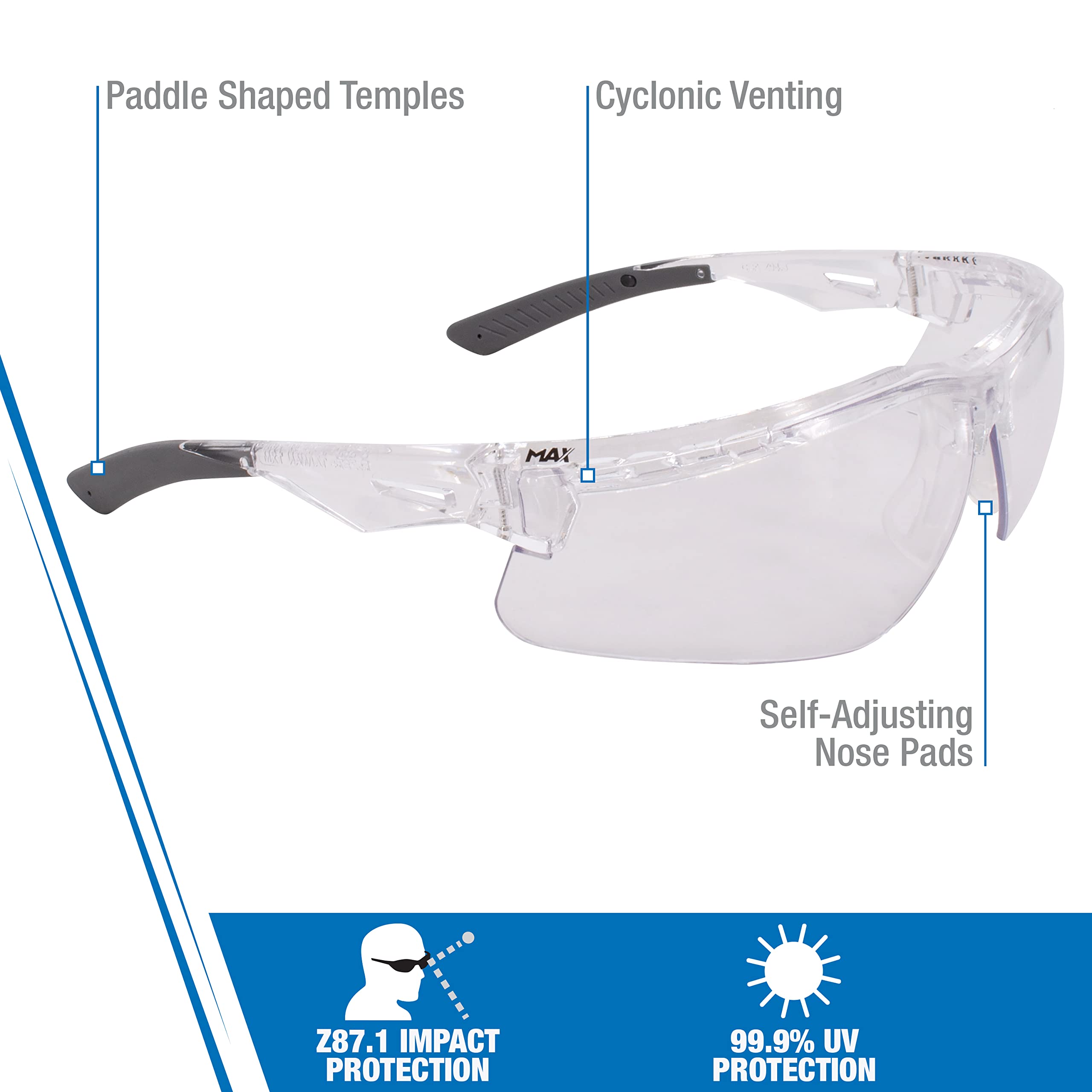 RADIANS Radians TXM1-10ID Thraxus Safety Glasses Clear Lens Crystal Frame