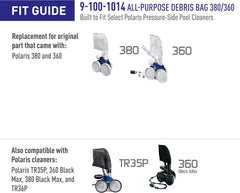 Polaris 9-100-1014 All Purpose Bag Replacement for Pressure-Side Pool Cleaners 380, 380 Black Max, 360, 360 Black Max