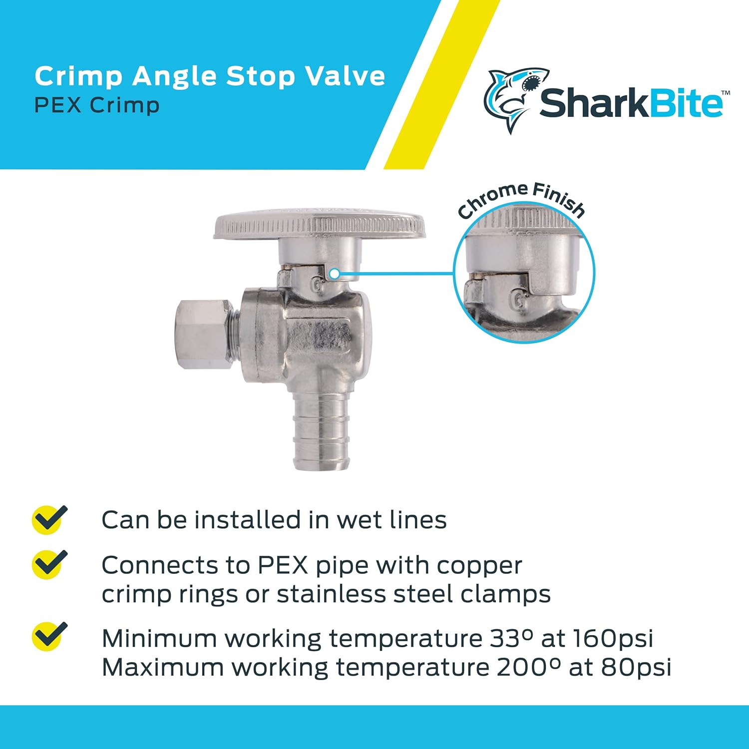 SHARKBITE SharkBite 23056LF 1/2 x 1/4 Inch OD Compression Crimp Angle Stop Valve