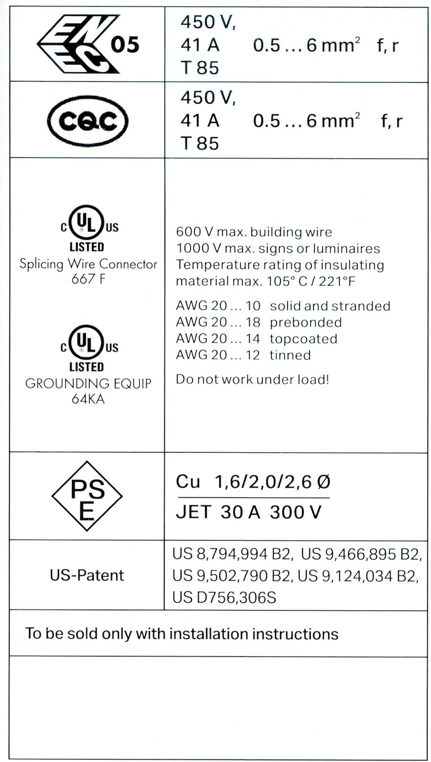 WAGO WAGO 221-613 Wago 221-613 LEVER-NUTS 10AWG 3 Conductor Compact Wire Connectors 30 PK