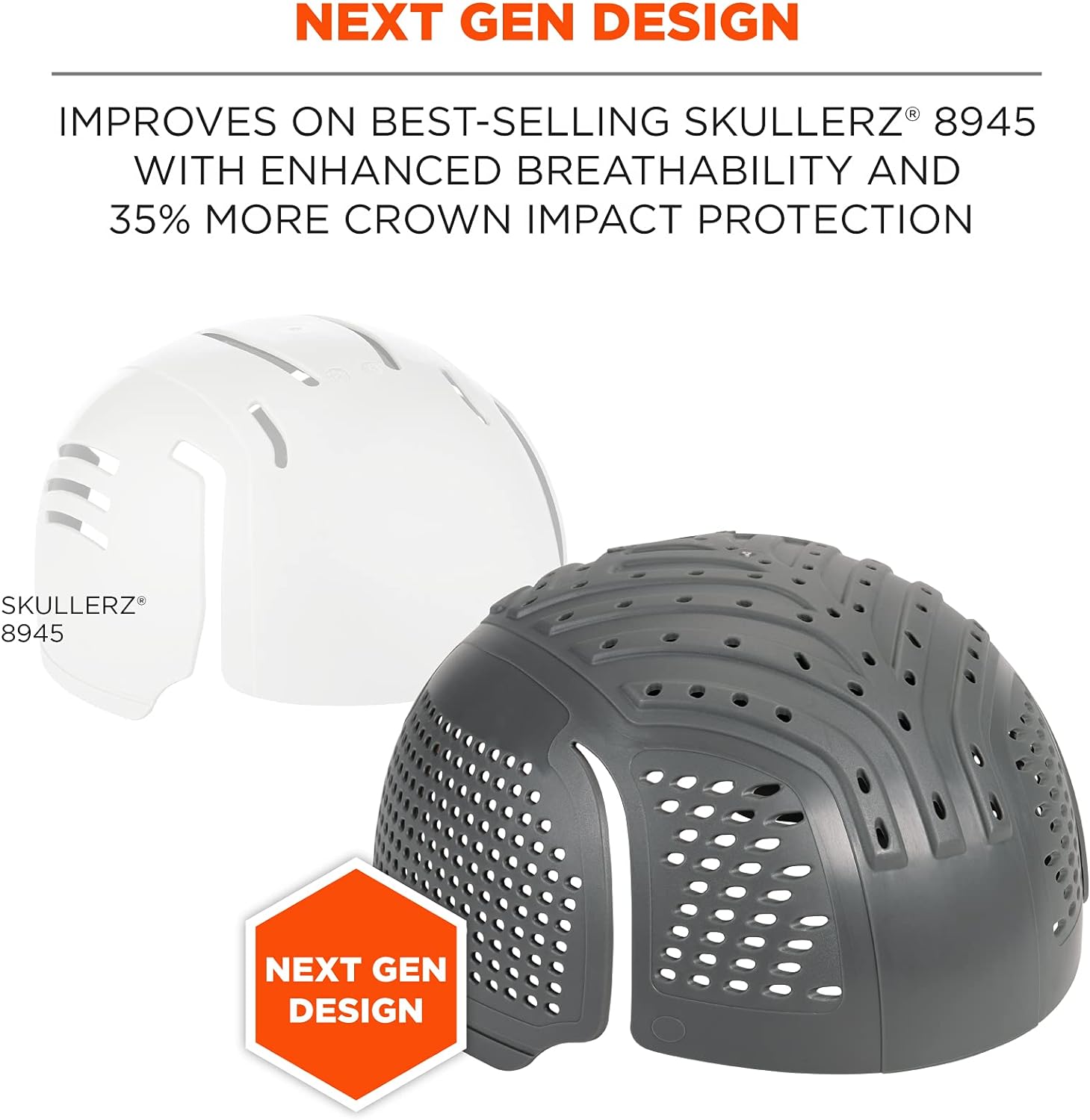 ERGODYNE Ergodyne 23481 Skullerz 8945F(X) Charcoal Universal Bump Cap Insert Extra Venting