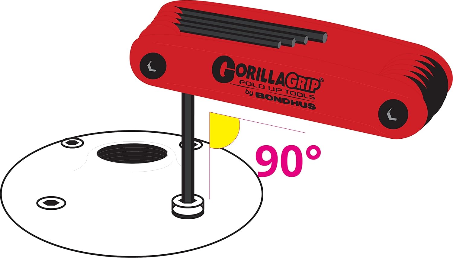 BONDHUS Bondhus 12589 GorillaGrip Fold-Up Tool 5/64 to 1/4 Hex Tips
