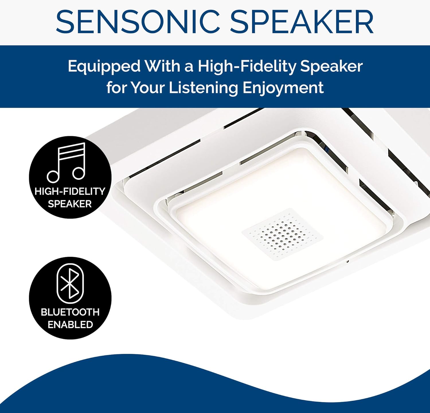 BROAN-NUTONE Broan-NuTone SPK80L Bluetooth Speaker Ventilation Fan with LED Light, 80 CFM, 2.5 Sones, White